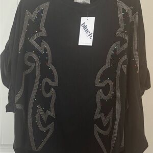 Black Blue B. Western stitch high low shirt